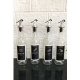 Jenisa 4lü Cam Yağdanlık Sirkelik Limonluk Damlatmaz Başlıklı 375 Ml