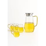 Jenisa 5 Parça Cam Sürahi Ve Bardak Seti – Metal Kapaklı 1500 ml Sürahi + 4 Adet 350 ml Bardak