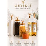 Jenisa 6 Parça Altın Geyik Figürlü Premium Cam Mutfak Seti Kavanoz Yağdanlık Havluluk Dekoratif Set