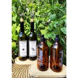 Jenisa Ahşap Standlı 2'li Siyah Geyik Tıpalı 750 ml + 2'li 500 ml Amber Yağdanlık Sabunluk Set