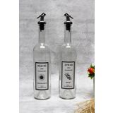 Jenisa Dibi Çukur Şeffaf Cam Şişe 2li 750 ml Zeytinyağı Sıvıyağ Şişesi Yağdanlık Yağlık