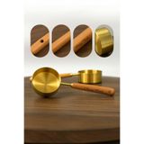 Jenisa Gold Paslanmaz Çelik Ölçü Kaşığı 15 ml Ahşap Saplı Premium Kalite Ölçü Kaşık