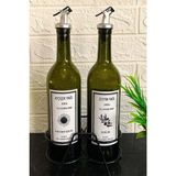 Jenisa Home Paslanmaz Demir Stantlı 2'li 750 ml Damlatmaz Başlıklı Yağdanlık Amber Cam Yağlık