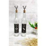 Jenisa Şeffaf Cam Şişe Siyah Etiketli Siyah Geyik Mantar Tıpalı 2li 750 Ml Yağdanlık