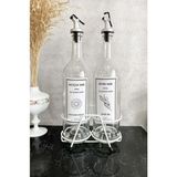Jenisa Standlı Akıtıcılı Şeffaf 750 ml Etiketli Yağlık Yağdanlık - Standart