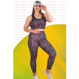 Jenny Daphne Lady Büyük Beden Fitness Tayt Crop Sporcu Takımı 1508