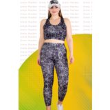 Jenny Daphne Lady Büyük Beden Fitness Uzun Tayt ve Crop Sporcu Takımı 1512