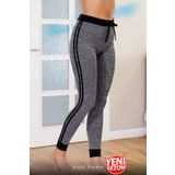 Jenny Daphne Yandan Gri Üzerine Siyah Şeritli 38-44 Bedenler Arası Şık Kadın Tayt 8165
