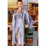 Jeremi Dantelli Saten Gecelik 6'lı Set, m, JE285, GÜMÜŞ, Kadın