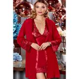Jeremi Dantelli Saten Gecelik Set, l, JE295, BORDO, kadın