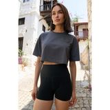 Jerf Aura Kadın Antrasit Crop T-Shirt Rahat Kesim ile Günlük Kullanım İçin Şık Tasarım