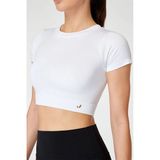 Jerf Captiva Yumuşak Dokulu Esnek Beyaz Crop Top Kadın T-shirt