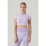 Jerf Captiva Yumuşak Dokulu Esnek Mor Crop Top Kadın T-shirt