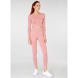Jerf Naples Sürdürülebilir Üretim & Sıkılaştırıcı Uzun Kol Crop Top Pembe - XS