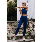 Jerf Palmi L Beden Yüksek Bel Tayt Lacivert Nefes Alabilir Kumaş ile Spor Tarzında Konfor