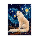 Jeronkarji Yıldızlı gecede beyaz kedi 500 Parça Puzzle Yapboz Kedi Köpek Temalı Doğa ve Orman Hayvanları