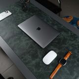 Jersey Hakiki Deri Masa Matı & Pedi - Büyük Oyuncu Mouse Pad & Oyuncu Laptop Masa Matı - 37x80cm - Koyu Yeşil