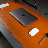 Jersey Hakiki Deri Masa Matı & Pedi - Büyük Oyuncu Mouse Pad & Oyuncu Laptop Masa Matı - 37x80cm - Taba
