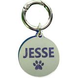 Jespawty Beyaz Aynalı Yuvarlak Isimli Kedi Köpek Künyesi - Gri