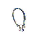 JesPawty Jesspecial Mavi İp Halat Kedi Köpek Kolyesi Charm Uçlu Gümüş Rengi