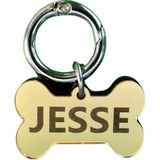 Jespawty Sarı Aynalı Kemik Isimli Kedi Köpek Künyesi (Kendi Künyeni Tasarla) - Altın