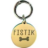 Jespawty Sarı Aynalı Yuvarlak Isimli Kedi Köpek Künyesi (Kendi Künyeni Tasarla)