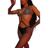 Jess x Jenna Taşlı File Çorap Eldiven Takım (Yalnıza Çorap ve Eldiven)