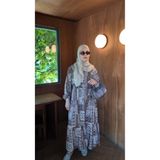 JESSE STORY Kadın Etnik Şal Desenli Mngo Elbise KOD: JS26ETNİKELBİSE-002 (ASTARSIZDIR) 137-141 CM