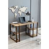 Jest Dekor Konsept 4 Raflı Atlantik Çam Ahşap Kitaplıklı Çalışma, Ders, Bilgisayar Masası - Demonte, Ergonomik Tasarım ve Çift Yönlü Kullanım - 72CMX120CM