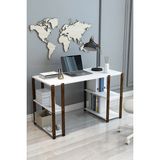 Jest Dekor Konsept 4 Raflı Beyaz Ahşap Kitaplıklı Çalışma, Ders, Bilgisayar Masası - Demonte, Ergonomik Tasarım ve Çift Yönlü Kullanım - Şık ve Fonksiyonel - 72CM X 120CM