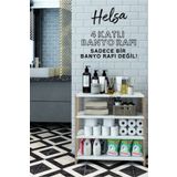 Jest Dekor Konsept Helsa Beyaz 4 Raflı Ahşap Banyo Rafı / Mutfak Rafı/Baharatlık / Çok Amaçlı Dekoratif Raf, Organizer