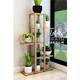 Jest Dekor Konsept Lotus Atlantik Çam Ahşap 5 Katlı Çiçeklik, Saksılık, Çiçek Standı, Dekoratif Raf - Çok Amaçlı Kullanım