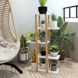 Jest Dekor Konsept Lotus Beyaz Ahşap 5 Katlı Çiçeklik, Saksılık, Çiçek Standı, Dekoratif Raf / Çok Amaçlı Kullanım