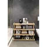 Jest Dekor Konsept Selvi - Safir Meşe- 4 Katlı Ahşap Banyo Rafı/Baharatlık-Mutfak Rafı, Çok Amaçlı Dekoratif Raf