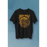 Jesus Wolf Kurt Kafası Hardal Baskılı Tişört Unisex T-Shirt - Siyah - XL