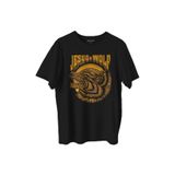 Jesus Wolf Kurt Kafası hardal Baskılı Tişört Unisex T-shirt Siyah