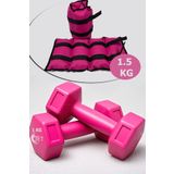 Jet 1.5 Kg El & Ayak Ağırlığı Ve 1 Kg Dambıl Seti El Ayak Bilek Ağırlık Kum Torbası Setleri Pembe