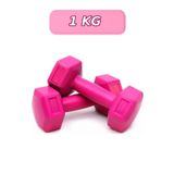 Jet Delux 1 Kg x 2 Adet Köşeli Fuşya Plastik Dambıl Seti Ağırlık Dumbell Setleri