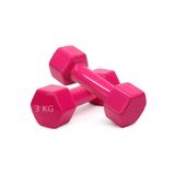Jet Demir Dambıl 3 Kg X 2 Adet Vinyl Kaplı Demir Döküm Dumbell Dambıl Seti 1 Çift Tanesi 3 Kg Pembe