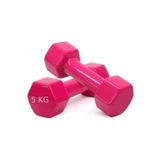 Jet Demir Dambıl 5 Kg X 2 Adet Vinyl Kaplı Demir Döküm Dumbell Dambıl Seti 1 Çift Tanesi 5 Kg Pembe