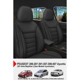 Jet Deri Oto Koltuk Kılıfı-(Peugeot 206-207-208-306-307-407- Uyumlu) - Siyah
