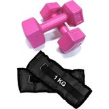 Jet El ve Ayak Bilek Ağırlığı 2x1 kg Kum Torbası ve 2X1KG Dambıl Dumbell Seti Ağırlık Setleri Siyah