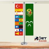 Jet Hızında Jethızında 17 Türk Devleti ve Osmanlı Tuğrası 2'li T Masa Bayrağı Takımı