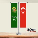 Jet Hızında Jethızında Osmanlı Tuğralı ve Türk Bayrağı 2'li T Masa Bayrağı Takımı