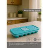 Jet' s Home 12 Bölmeli Buz Kalıbı Esnek Silikon Buz Küpü BPA FREE Kare Bas Parmak Buzluk Çapı 3,5 cm Mavi