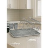 Jet' s Home 2 Katlı Bulaşıklık Tezgah Üstü Tabaklık BPA FREE Bulaşık Sepeti Kalpli Gri