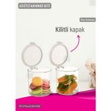 Jet' s Home 2’li Kilitli Silindir Kavanoz Seti Erzak Kabı Hava Sızdırmaz 0,65 litre x 2 BPA FREE