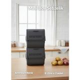 Jet' s Home 2'li Mini Boy Patates Soğan Sepeti BPA Free Sebzelik Organizer Kutu Motek Antrasit 8 L