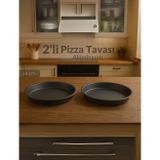 Jet' s Home 2'li Pizza Tavası Seti Alüminyum Pizza Tepsisi Yapışmaz Lahmacun Pide Tavası 28 Cm