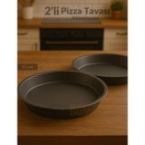 Jet' s Home 2'li Pizza Tavası Seti Alüminyum Pizza Tepsisi Yapışmaz Lahmacun Pide Tavası 31 Cm